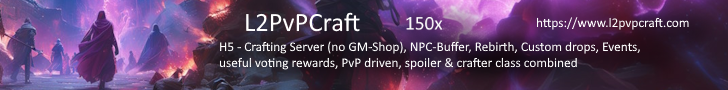 L2PvPCraft - brand NEW 150x crafting PvP Server banner